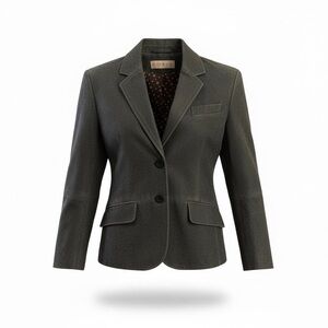 Edeis Olive Green Suede Lambskin Leather Blazer Jacket Womens 8 Early 2000’s